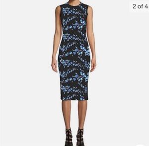 NWT Nicole Miller Artelier BLACK/MULTI  Cotton Sheath Dress New Size 4 new